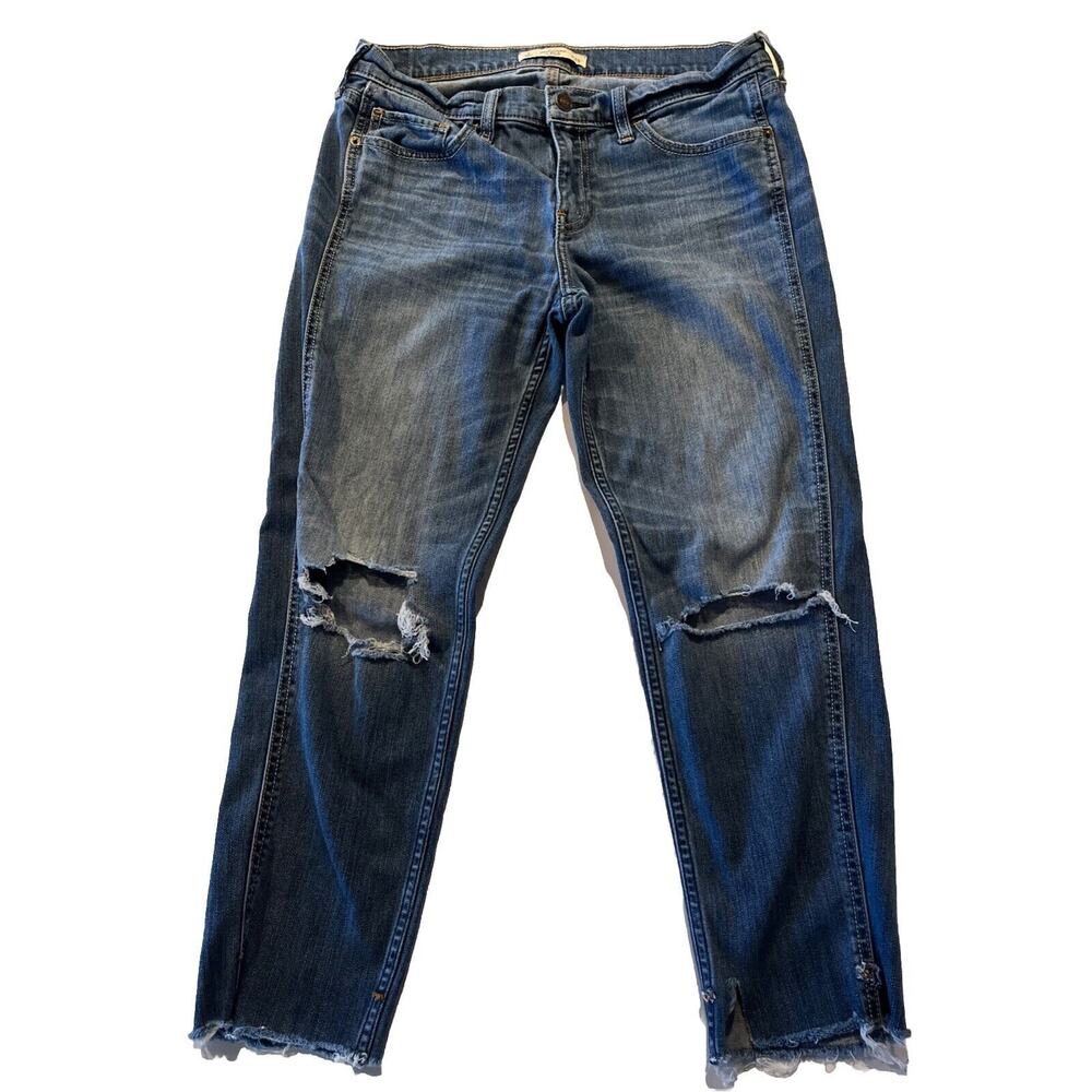 Abercrombie & Fitch Women’s 30x25 Jeans Blue Denim Distressed Travel Outdoor